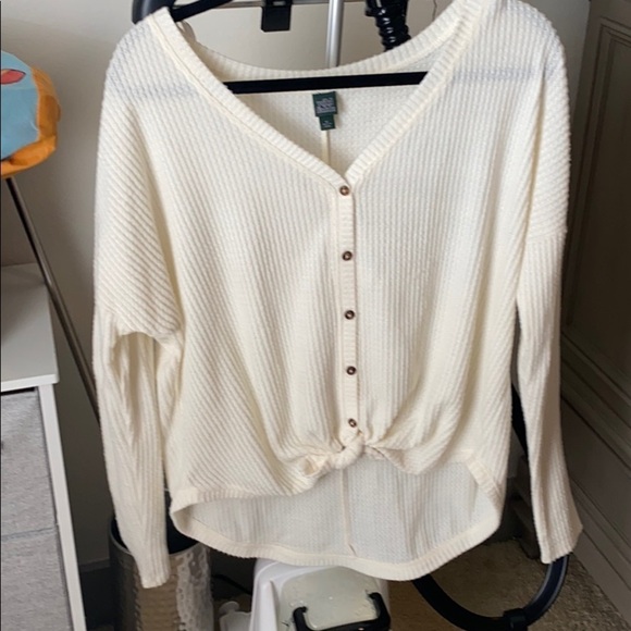 waffle knit tie front sweater wild fable szM - Picture 1 of 2